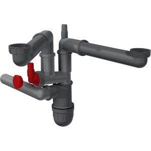 Akcesoria do zlewozmywaków Syfon butelkowy, oszczędzajacy miejsce Grey Line 2 komory