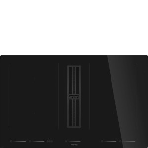 Płyta indukcyjna z okapem kuchennym wykonana z czarnego szkła ceramicznego Smeg HOBD682D2 Czarny