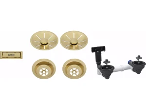 Blanco Armatura odpływowo-przelewowa 2x3,5" z InFino i elementami stalowymi satin gold 207439