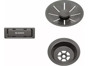 BLANCO Zestaw elementów stalowych w kolorze satin dark steel, do armatury przelewowo-odpływowej InFino, do jednej komory