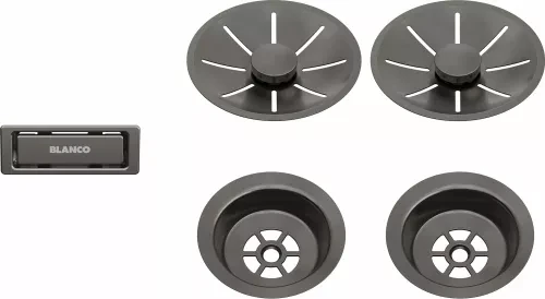 Blanco Zestaw elementów stalowych w kolorze satin dark steel, do armatury przelewowo-odpływowej InFino, do dwóch komór 206901.webp