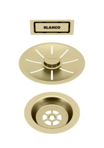 Zestaw elementów stalowych w kolorze satin gold, do armatury przelewowo-odpływowej InFino, do jednej komory