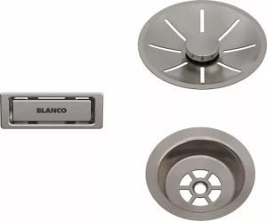 Blanco Zestaw elementów stalowych w kolorze satin platinum, do armatury przelewowo-odpływowej InFino, do jednej komory 207406