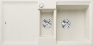 Zlew Blanco ADIRA 6 S Silgranit delikatny biały odwracalny, korek auto., InFino, mata stalowa składana 527606