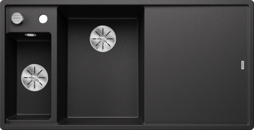 Zlew Blanco AXIA III 6 S Silgranit antracyt lewa, korek auto., InFino, deska szkło białe, odsączarka stalowa 524653.png