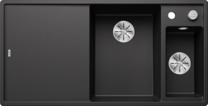 Zlew Blanco AXIA III 6 S Silgranit antracyt prawa, korek auto., InFino, deska szkło białe, odsączarka stalowa 523472