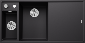 Zlew Blanco AXIA III 6 S Silgranit czarny lewa, korek auto., InFino, deska szkło białe, odsączarka stalowa 525848
