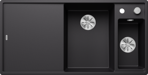 Zlew Blanco AXIA III 6 S Silgranit czarny prawa, korek auto., InFino, deska szkło białe, odsączarka stalowa 525850