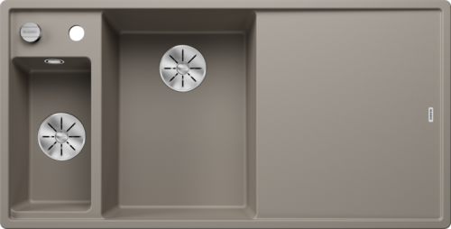 Zlew Blanco AXIA III 6 S Silgranit tartufo lewa, korek auto., InFino, deska szkło białe, odsączarka stalowa 524660.png