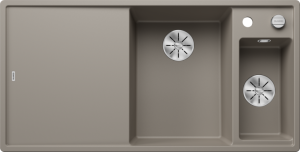 Zlew Blanco AXIA III 6 S Silgranit tartufo prawa, korek auto., InFino, deska szkło białe, odsączarka stalowa 523480