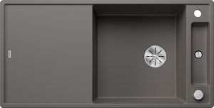 Zlew Blanco AXIA III XL 6 S Silgranit wulkaniczny szary odwracalny, korek auto., InFino, deska szkło białe 527234