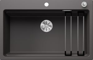 Zlew Blanco ETAGON 8 Silgranit szarość skały, korek auto., InFino, szyny 525178