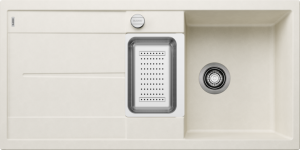 Zlew Blanco METRA 6 S Silgranit delikatny biały odwracalny, korek auto., odsączarka stalowa 527116