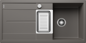 Zlew Blanco METRA 6 S Silgranit wulkaniczny szary odwracalny, korek auto., odsączarka stalowa 527299